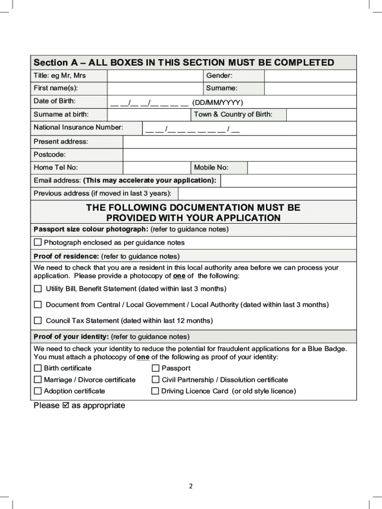 Blue badge parking scheme: Fill out & sign online | DocHub