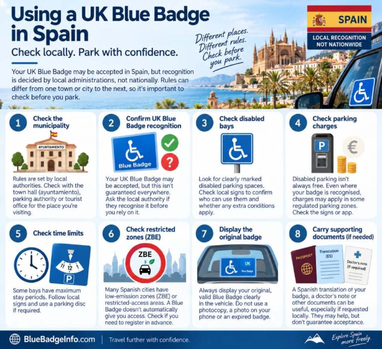How to use a UK Blue Badge in Spain and check local parking rules
