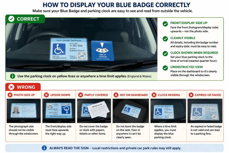How to display a Blue Badge and parking clock correctly
