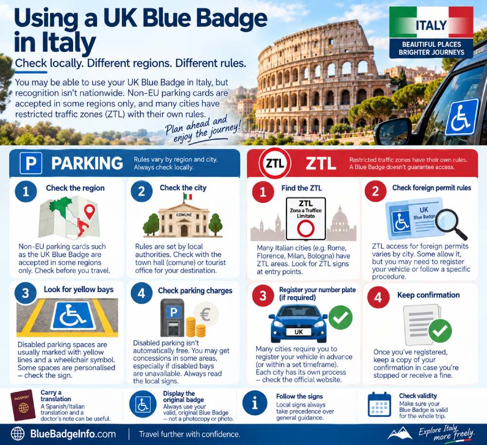 How to use a UK Blue Badge in Italy and check ZTL rules