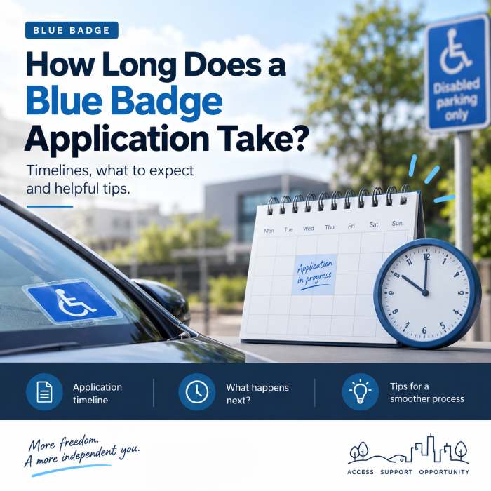 How long a Blue Badge application takes in England Scotland Wales and Northern Ireland